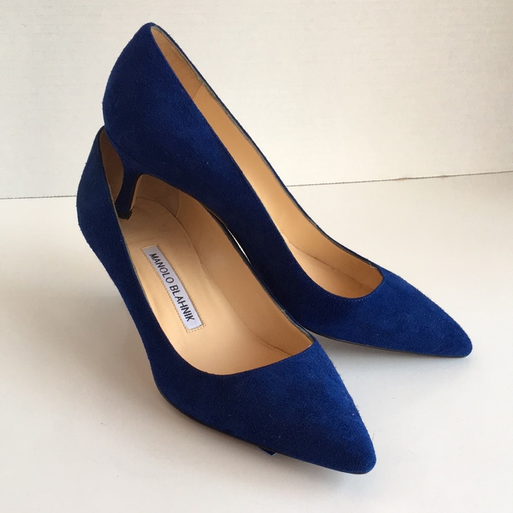 Manolo Blahnik Blue Suede Heels